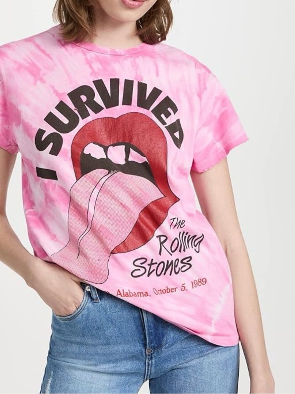 Madeworn The Rolling Stones Graphic Tee Pink Tie-Dye Flawed XS X-Small